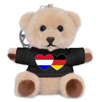 Holland Germany Flag Heart - Teddy Keyring - black - Front