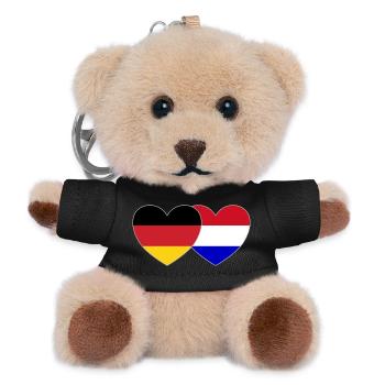 Allemagne Hollande Drapeau Cœur - Porte-clés ourson - noir - Devant