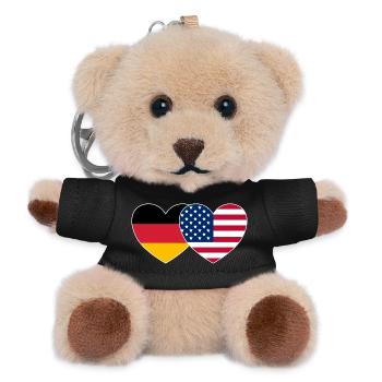 Germany USA Flag Heart - Teddy Keyring - black - Front