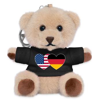 USA Deutschland Flagge Herz - Teddy Schlüsselanhänger - Schwarz - Vorne