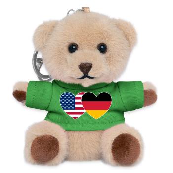 USA Deutschland Flagge Herz - Teddy Schlüsselanhänger - Grün - Vorne
