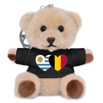 Uruguay Belgien Flagge Herz - Teddy Schlüsselanhänger - Schwarz - Vorne