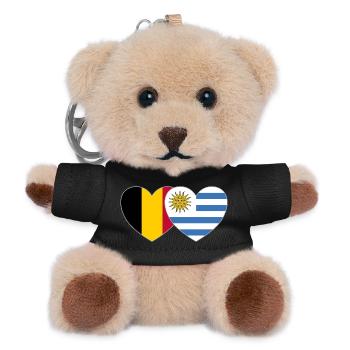 Belgien Uruguay Flagge Herz - Teddy Schlüsselanhänger - Schwarz - Vorne