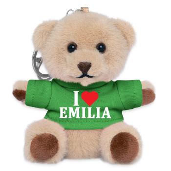 t-shirt I love Emilia t-shirt gift idea - Teddy Keyring - green - Front