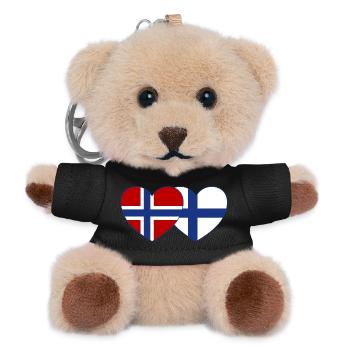 Norwegen Finnland Flagge Herz - Teddy Schlüsselanhänger - Schwarz - Vorne