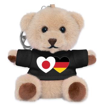 Japan Deutschland Flagge Herz - Teddy Schlüsselanhänger - Schwarz - Vorne