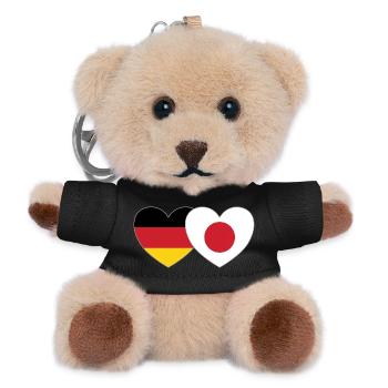 Deutschland Japan Flagge Herz - Teddy Schlüsselanhänger - Schwarz - Vorne