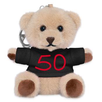 50.Geburtstag fünfzig Zahl weiß - Teddy Schlüsselanhänger - Schwarz - Vorne