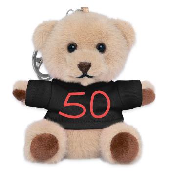 50.Geburtstag fünfzig pinke Zahl rosa - Teddy Schlüsselanhänger - Schwarz - Vorne