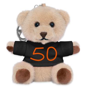 50.Geburtstag fünfzig Zahl orangen - Teddy Schlüsselanhänger - Schwarz - Vorne