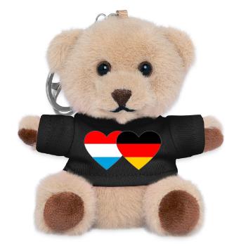Luxembourg Germany Flag Heart - Teddy Keyring - black - Front