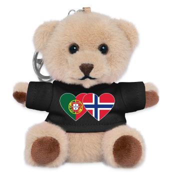 Portugal Norwegen Flagge Herz - Teddy Schlüsselanhänger - Schwarz - Vorne