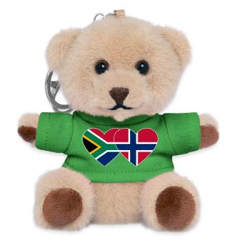 Südafrika Norwegen Flagge Herz weiße Umriss - Teddy Schlüsselanhänger - Grün - Vorne