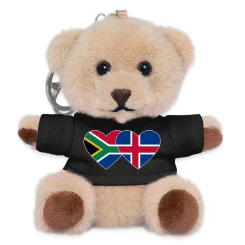 South Africa Iceland Flag Heart - Teddy Keyring - black - Front