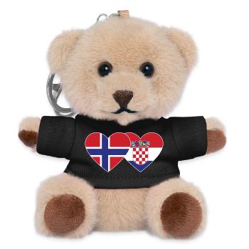 Norway Croatia Flag Heart - Teddy Keyring - black - Front