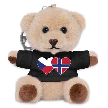 Tschechien Norwegen Flagge Herz - Teddy Schlüsselanhänger - Schwarz - Vorne