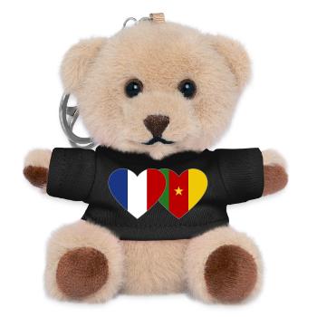 France Drapeau Cameroun Cœur - Porte-clés ourson - noir - Devant