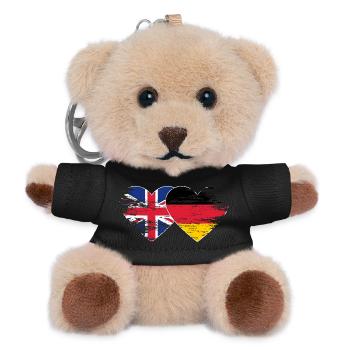 Great Britain Germany flag used heart - Teddy Keyring - black - Front