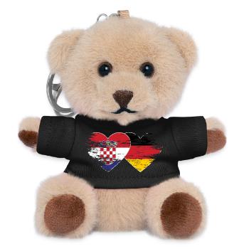 Croatie Allemagne drapeau utilisé coeur - Porte-clés ourson - noir - Devant