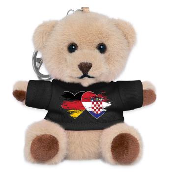 Allemagne Croatie drapeau utilisé coeur - Porte-clés ourson - noir - Devant