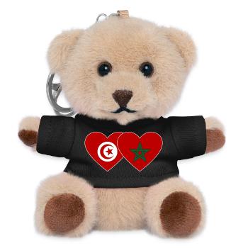 Tunisia Morocco Flag Heart - Teddy Keyring - black - Front
