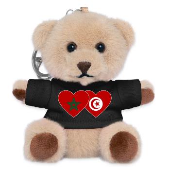 Morocco Tunisia Flag Heart - Teddy Keyring - black - Front