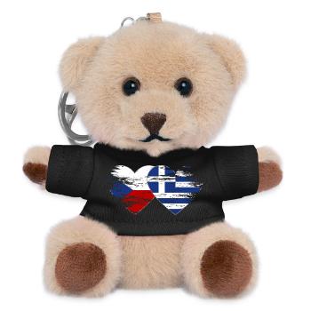 Tschechien Griechenland Flagge used Herz - Teddy Schlüsselanhänger - Schwarz - Vorne