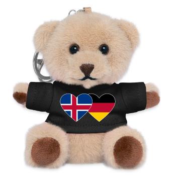 Iceland Germany Flag Heart - Teddy Keyring - black - Front