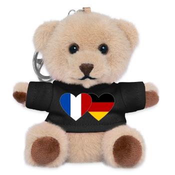 France Germany Flag Heart - Teddy Keyring - black - Front