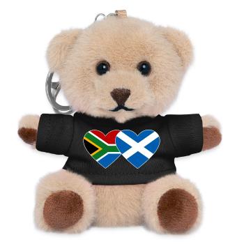 South Africa Scotland Flag Heart - Teddy Keyring - black - Front