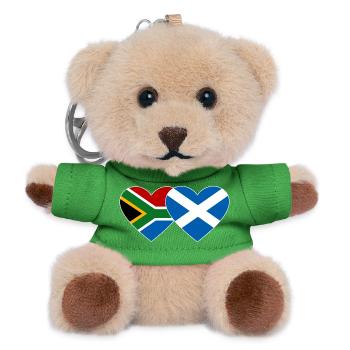 South Africa Scotland Flag Heart - Teddy Keyring - green - Front