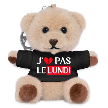 J'e n'aime pas le lundi - Version blanche - Porte-clés ourson - noir - Devant