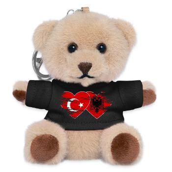 Türkei Albanien Flagge Herz used - Teddy Schlüsselanhänger - Schwarz - Vorne