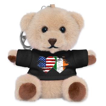 USA Ireland flag heart used - Teddy Keyring - black - Front