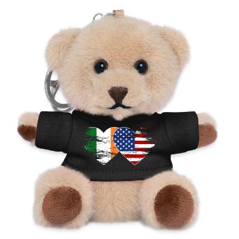 Ireland USA flag heart used - Teddy Keyring - black - Front