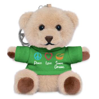 Tambour d’amour de paix - Porte-clés ourson - vert - Devant