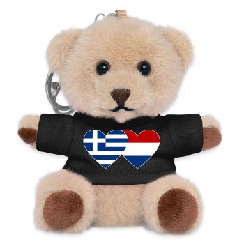 Greece Holland Flag Heart - Teddy Keyring - black - Front