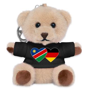 Namibia Germany Flag Heart - Teddy Keyring - black - Front