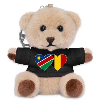 Namibia Belgium Flag Heart - Teddy Keyring - black - Front