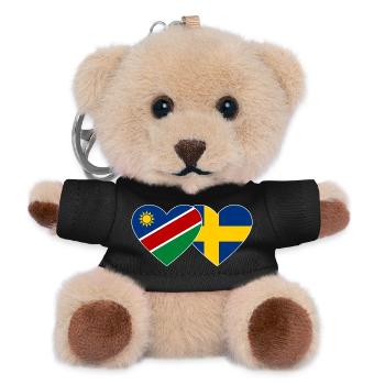 Namibia Sweden Flag Heart - Teddy Keyring - black - Front