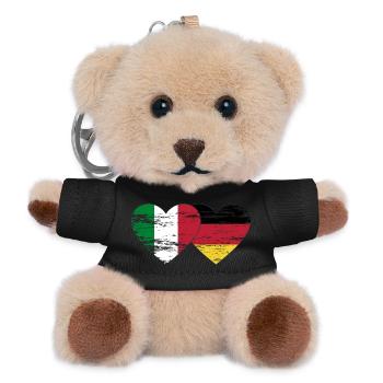 Italy Germany Flag Heart used - Teddy Keyring - black - Front