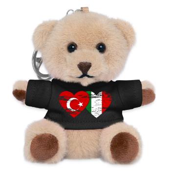 Türkei Italien Flagge Herz used - Teddy Schlüsselanhänger - Schwarz - Vorne