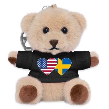 États-Unis Suède Flag Heart - Porte-clés ourson - noir - Devant