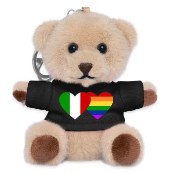 Italien Regenbogen Flagge - Teddy Schlüsselanhänger - Schwarz - Vorne