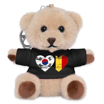 South Korea Belgium Flag Heart Used - Teddy Keyring - black - Front
