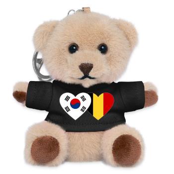 South Korea Belgium Flag Heart - Teddy Keyring - black - Front