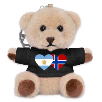 Argentina Norway Flag Heart - Teddy Keyring - black - Front