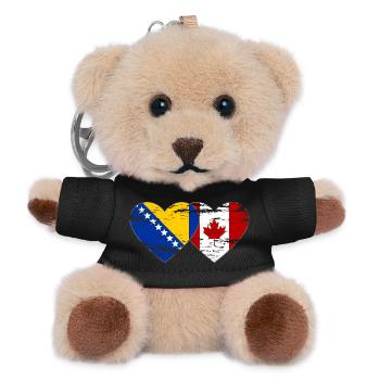 Bosnia Canada flag heart used - Teddy Keyring - black - Front