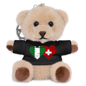 Nigeria Switzerland Flag Heart used - Teddy Keyring - black - Front