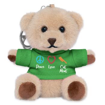 Frieden Liebe Fleisch schneiden - Teddy Schlüsselanhänger - Grün - Vorne